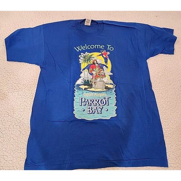 Vintage Captain Morgan’s Parrot Bay 2-Sided Graphic Men’s T-Shirt~SZ.XL - Picture 1 of 11